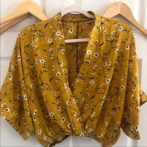 Vintage Mustard Floral Blouse